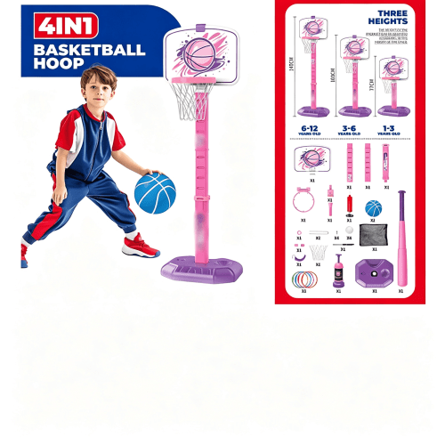 HHNOU Kids Basketball Hoop Adjustable Height 30-55In with 2 Balls,Extra Large Stable Base,Indoor Outdoor Poolside Toddler Basketball Goal Toys for Boys Girls Ages 1-12,Ideal for Birthday Gift