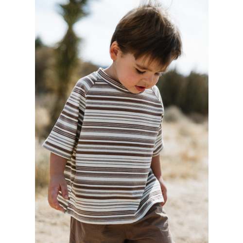 Baggy Tee- Striped- Brown