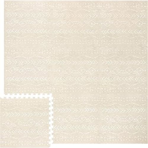 Lillefolk Baby Play Mat for Floor – 6x6ft Beige | Soft Non Toxic Premium EVA Foam Tiles for Tummy Time, Crawling & Playroom – Waterproof for Hard Floors Mat for Babies & Toddlers (9 Tiles)