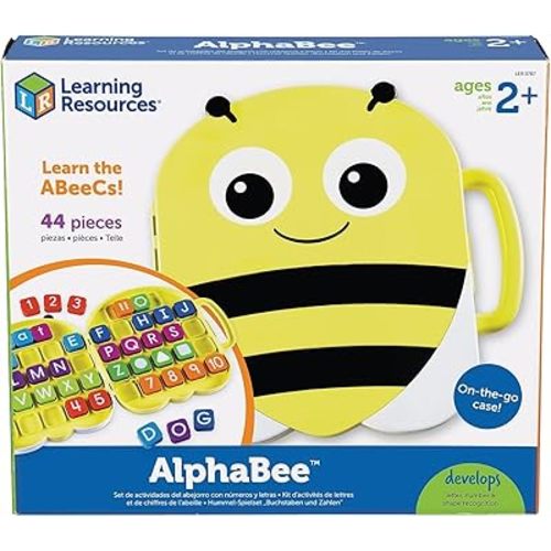 Learning Resources AlphaBee Alphabet, Homeschool, ABCs, Numbers, Shape & Word Recognition Activity Set, Multicolor