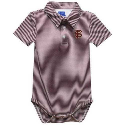 Florida State Seminoles Embroidered Maroon Stripe Knit Polo Bodysuit
