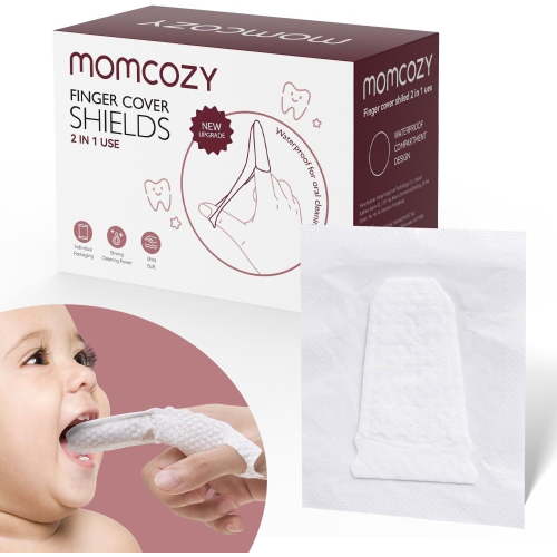 Momcozy Baby Finger Toothbrush,Extra Soft,Tooth Gum Tongue Oral Wipes Cleaner, Infant Toddler, 30pcs