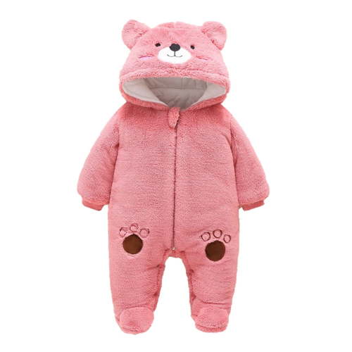 Luxalzxs Newborn Baby Boys Girls Jumpsuit Winter Bear Ears Hooded Comfy Romper Onesie Infant Footed Fleece Romper Kawaii Overcoat