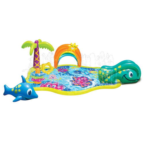 Banzai Jr. Splish Splash Inflatable Water Park for Toddlers - Includes Slide and Play Features