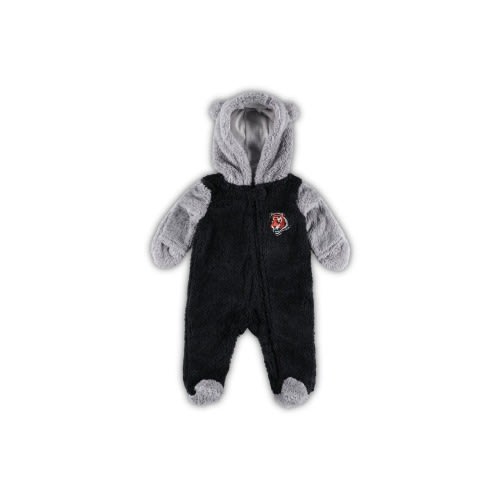 Newborn & Infant Black/Gray Cincinnati Bengals Game Nap Teddy Fleece Bunting Full-Zip Sleeper, 0-3M