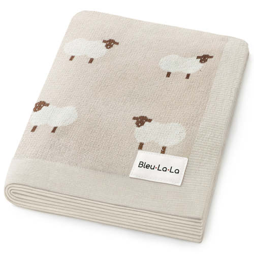 Sheep Knit Receiving Baby Blanket