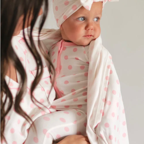 Infant Romper in White & Pink Polka Dot – Silks