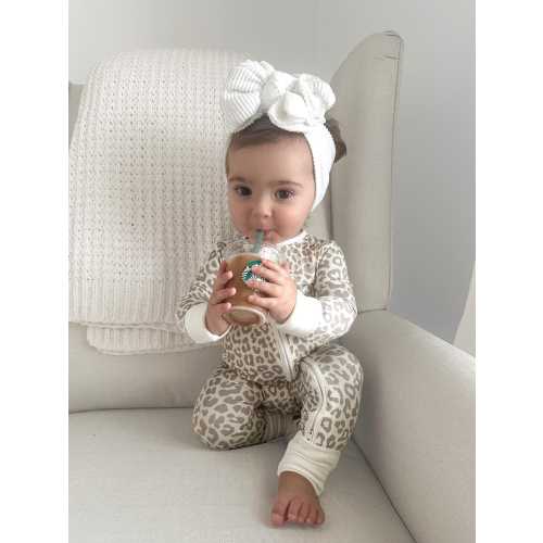 Bamboo Baby Pajamas: Zip-Up Baby Romper, Leopard Long Sleeve Sleeper