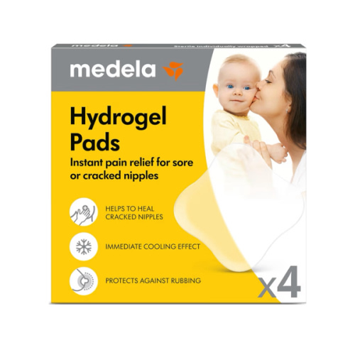 Medela Hydrogel Pads, Instant Pain Relief for Cracked or Sore Nipples from Breastfeeding and Pumping, Cooling Moisture Supports Natural Healing, Pack of 4