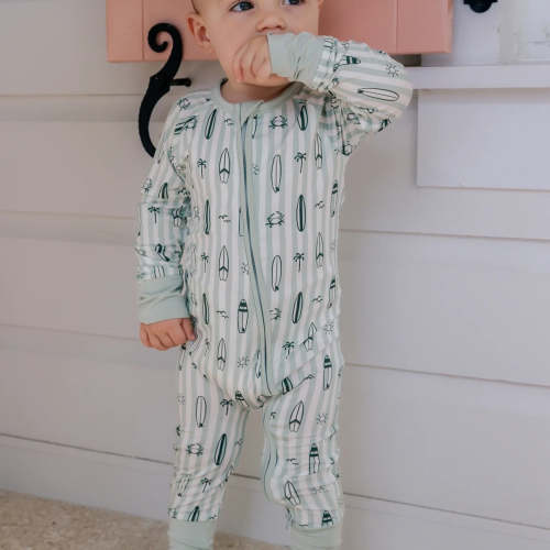 Green Surfs Up Zipper Romper – Little Vines