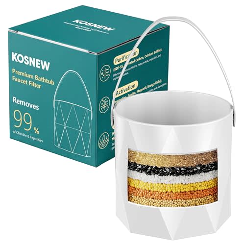KOSNEW® Bath Faucet Filter, 10-Stage Advanced Shower Water Filter | For Tub with 3,000 Gallon Non-Spill Filtration, Removes Chlorine, Fluoride, Hardness, Baby-Safe, Soften Hard Water
