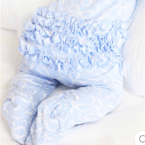 Blue-tiful Bows Ruffle Footie