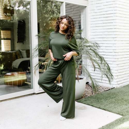 Women's Wide Leg Pant Set in Fir