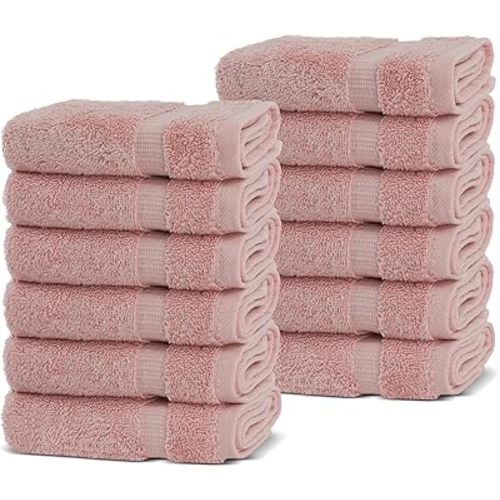 Chakir Turkish Linens | Hotel & Spa Quality 100% Cotton Premium Turkish Towels | Soft & Absorbent (12-Piece Washcloths, Pink)