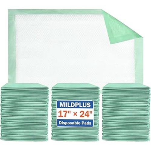 Disposable Underpads 17"×24"(100 pcs) Light Absorbent Bed Pads Small Chucks Pads for Kids, Puppy, Cat and Tioilet