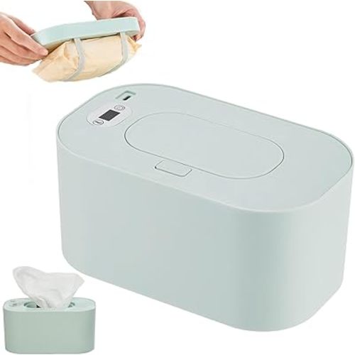 Baby Wipe Warmer,Portable Large Capacity Wipes Warmer Dispenser with LED Display,Adjustable Baby Wet Wipes Holder,Evenly Overall Heating for Home Car Travel Use (Blue)