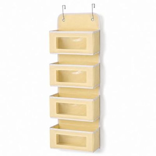 Alilang 4 Tier Hanging Storage Organizer with Clear Window Pockets for Door Wall or Closet - Yellow