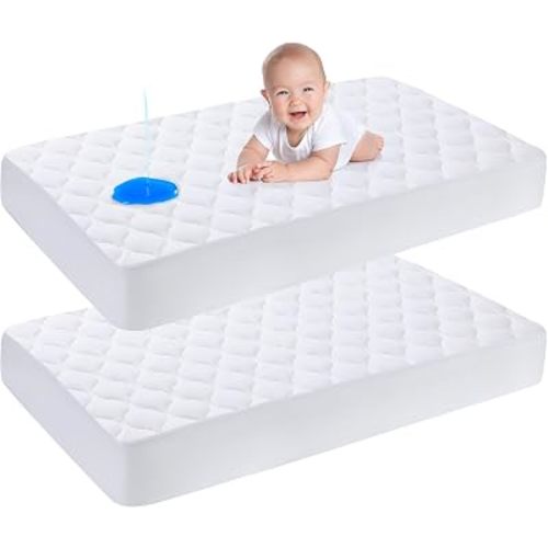 Yoofoss Waterproof Crib Mattress Protector Sheets Fitted 2 Pack 52''x28''