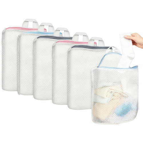 6 Pack Delicates Honeycomb Mesh Laundry Bag, Large Opening with Zipper and Handle, Mesh Wash Bags for Baby Products, Face Cleansing Pads,Socks, Fine Knitwear, 3 Color