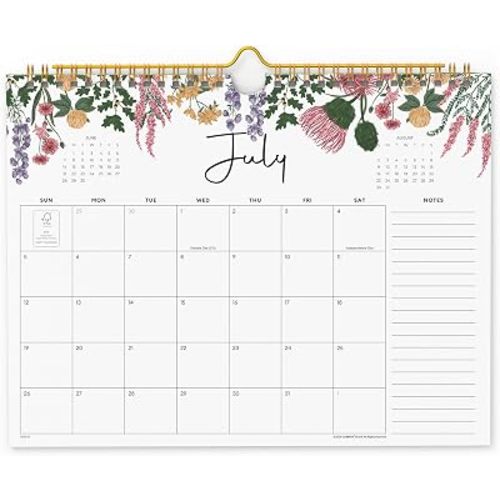 Cabbrix 2026 calendar, 18 Months 2026 wall Calendar 11"x8.5" Runs From July 2026 - December 2027, Twin-Wire Binding, Hanging Hook, Floral Design