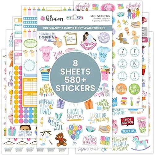 bloom daily planners New Pregnancy & Baby's First Year Planner Sticker Pack - 8 Sheets / 580+ Stickers - Maternity/Newborn Themed Stickers for Decorating, Planning, Scrapbooking, etc.