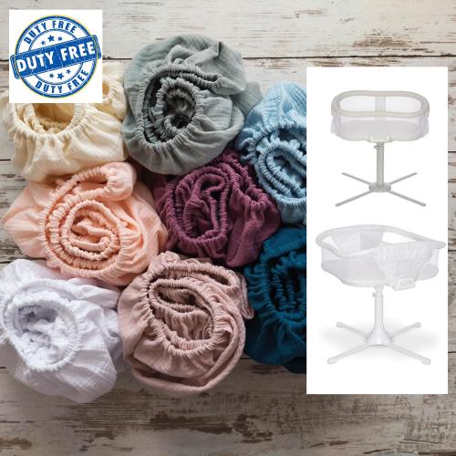 Halo BassiNest Fitted Sheets, Beside Sleeper Organic Muslin Sheet, Baby Bassinet / Crib Cotton Sheets