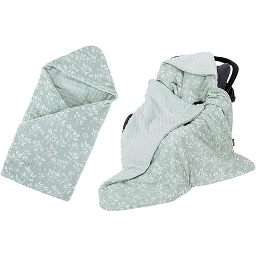 HOUSBAY Baby Blanket Newborn Blanket with Hooded Windproof Go Outside Warm Portable Swaddle Wrap in Basket Baby Safety Seats (Light Green)