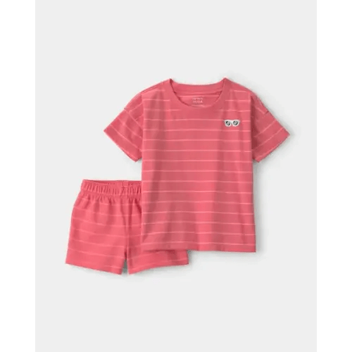 Baby Boy 2-Piece Stripe Short-Sleeve Top & Short Set - Coral | Carter's
