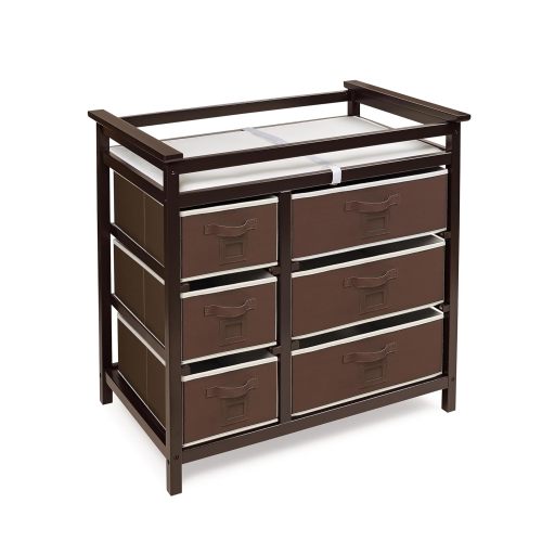 Badger Basket Modern Baby Changing Table with 6 Storage Drawers and Pad, Diaper Change Station Espresso - Costco