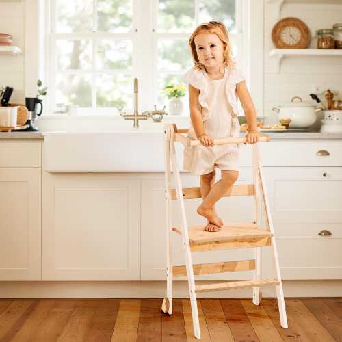 Folding Montessori Learning Stool: Space-Saving Toddler Tower