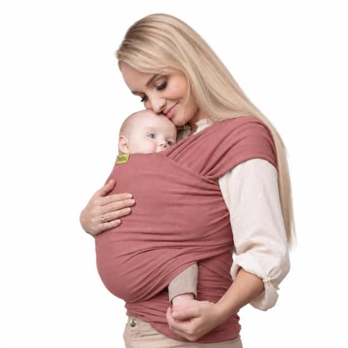 Boba Baby Wrap Carrier - Stretch Cotton Newborn Sling, Dusty Pink | Breathable, Hands-Free Babywearing Carrier Wrap; ergonomic, secure hold for newborn to toddler 7-35 lbs.