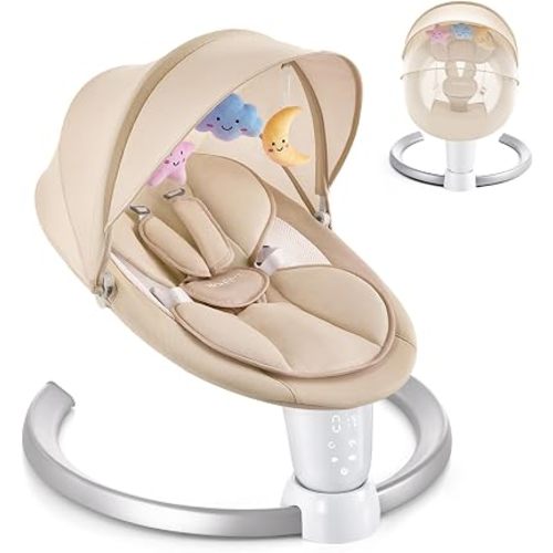HARPPA Weddell Baby Swings for Infants with Canopy and Mosquito Net, Khaki