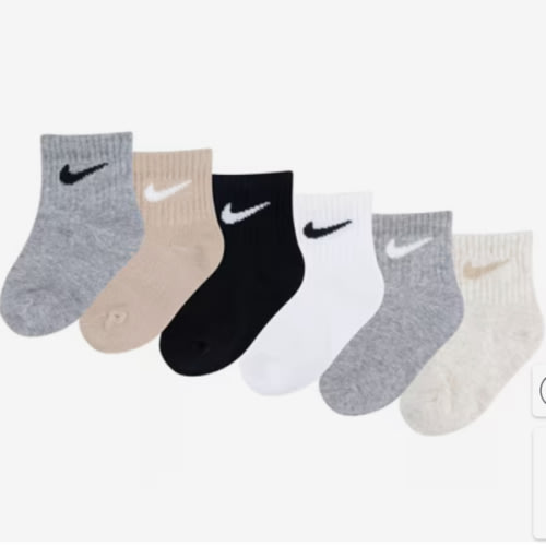 Nike Solid Kids' Quarter Ankle Socks - 6 Pack - Free Shipping | DSW