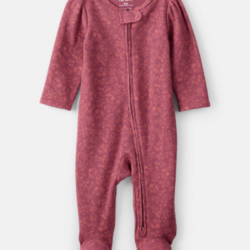 Baby Girl Floral Print Cotton Long-Sleeve 2-Way Zip Sleeper - Pink | Carter’s Oshkosh Canada