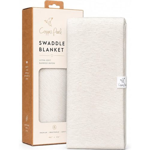 Copper Pearl Swaddle Blankets for Newborns | Soft Stretchy Receiving Blankets for Boys and Girls | Large 46 x 46 Inch Baby Blankets | Lightweight and Breathable Swaddles | Oat