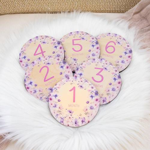 Wildflower Milestone Cards, Wild Flower Milestone Marker, Wood Milestone Card, Photo Prop, Boho Baby Shower Gift, Girl Nursery F113