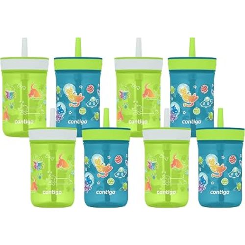 Contigo Kids’ Leighton Straw Tumbler with Spill-Proof Lid, 14 Oz., (Pack of 8)