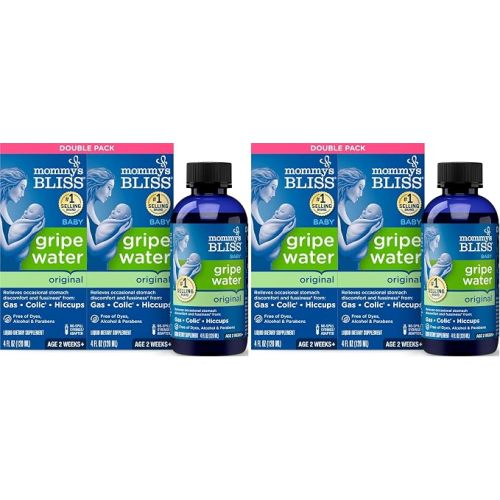 Mommy's Bliss Original Gripe Water, Gas and Colic Relief, Gentle and Safe, Made for Infants, 2 Weeks+, 4 Fl Oz (Pack of 4)
