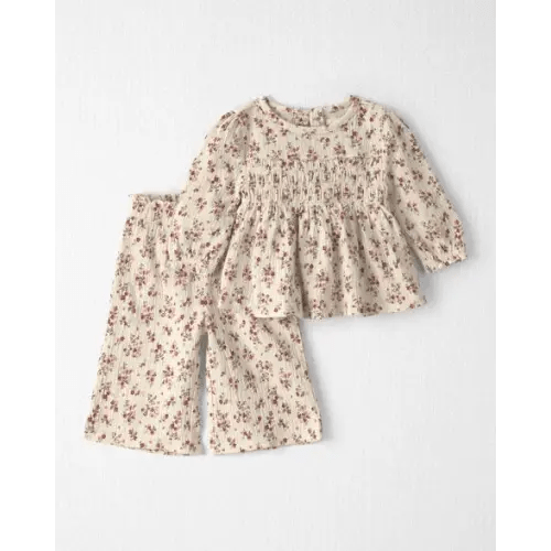 Baby Girl 2-Piece Organic Cotton Smocked Top & Pant Set - Little Planet | Carter's
