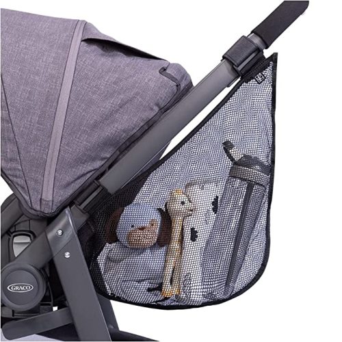 J.L. Childress Side Sling Cargo Net - Stroller Organizer Attachment for Storage, Mesh Bag for Baby Accessories, Universal Fit, Non-Slip and Adjustable Straps - Black