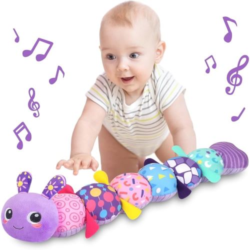 KMUYSL Baby Toys 0-6 6-12 Months, Sensory Music Animal Stuffed Toy for 0 1 2 3 4 5 6+ Months, Plush Toy with Crinkle and Rattles for Infant Newborn, Tummy Time Toys Gifts for 0-3-6-12 Month