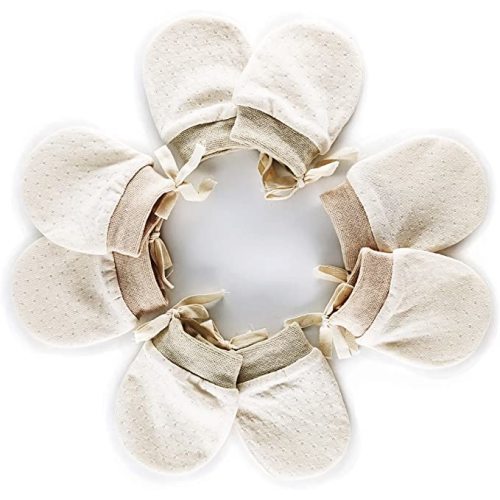 Newborn Mittens Girl Infant No Scratch Mittens Neutral，4Pairs Organic Cotton - Patternless