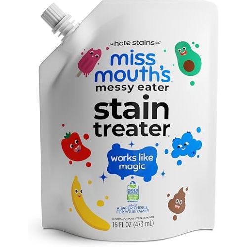 Miss Mouth's Messy Eater Stain Treater - 16oz Refill - Newborn & Baby Essentials - No Dry Cleaning Food, Grease, Coffee Off Laundry, Underwear, Fabric
