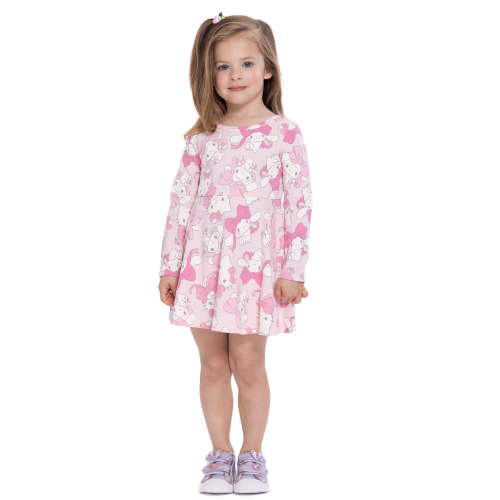 Hello Kitty and Cinnamoroll Toddler Girls Print Dress with Long Sleeves, Sizes 12M-5T