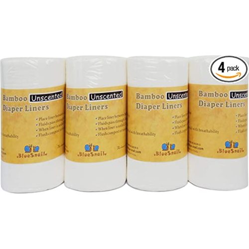 Rayon Unscent Diaper Liners- Fragance Free and Chlorine Free(4PK) 400 Count by BlueSnail（White）