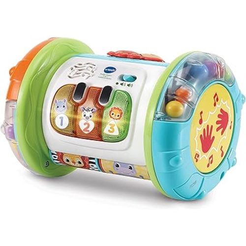 VTech - 3 in 1 Interactive Magic Roller, Multi-Activity Toy for Babies from 6 Months, Drum, Piano and Activity Center, Music Learning, Teaches Basic Vocabulary,