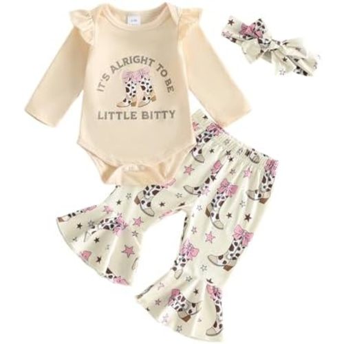 Newborn Baby Girl Clothes Long Sleeve Letter Romper Flare Pants Infant Fall Winter Outfits 0 3 6 9 12 18 Months