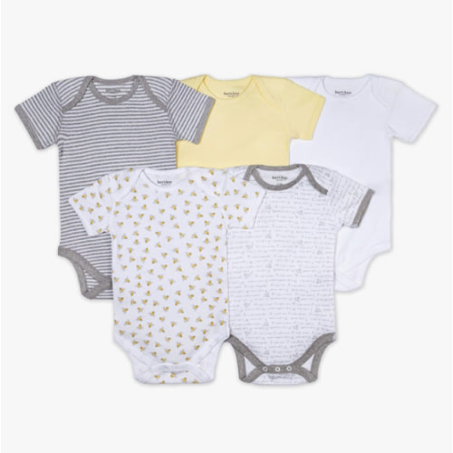 Burt's Bees Baby Bodysuits, Short Sleeve and Long Sleeve One-Pieces, 100% Organic Cotton, Pack of 5