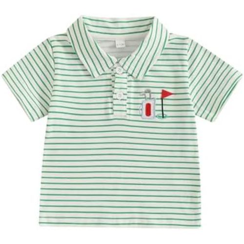 Toddler Baby Boy Shirt Golf Stripes Short Sleeve Button Down T-Shirt Tops Cute Infant Casual Tee Summer Clothes