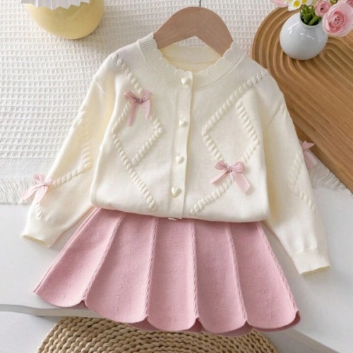 Souflis Souflis Baby Girls' Knitted Cardigan Sweater Set Fall Winter